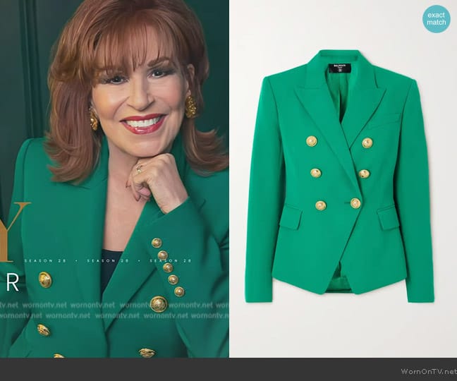 Balmain Double-breasted grain de poudre wool blazer worn by Joy Behar on The View