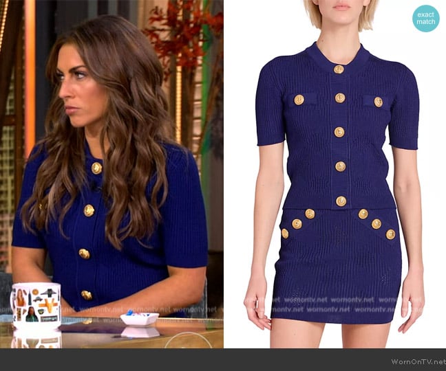 Balmain Textured Short-Sleeve Cardigan worn by Alyssa Farah Griffin on The View