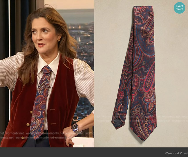 Banana Republic Paisley Silk Tie worn by Drew Barrymore on The Drew Barrymore Show