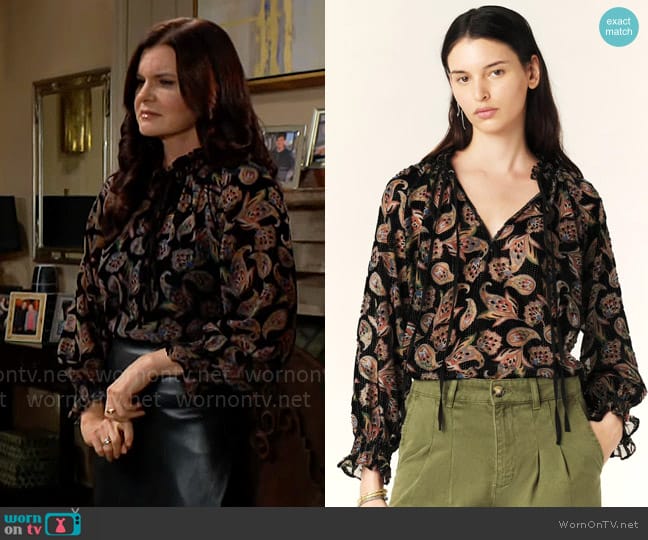 ba&sh Ruiz Blouse worn by Katie Logan (Heather Tom) on The Bold and the Beautiful