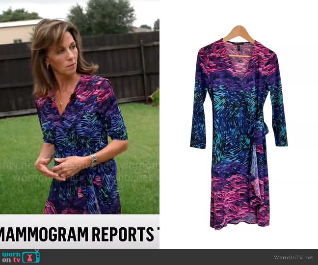 Bcbgmaxazria Adele Wrap Dress worn by Janet Shamlian on CBS Mornings