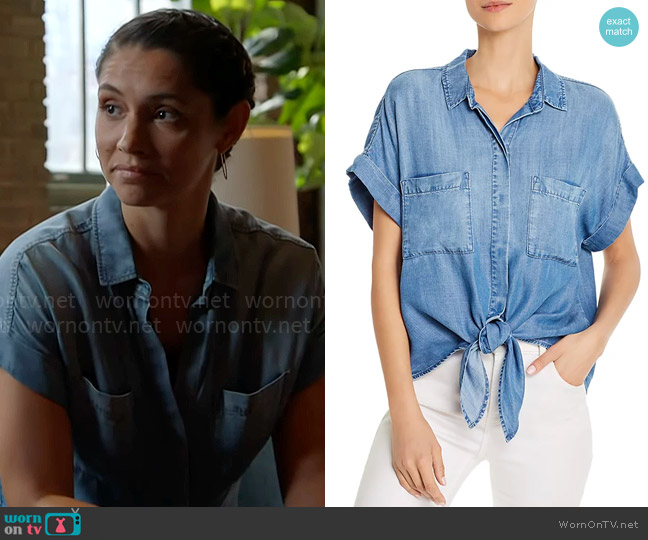 Bella Dahl Tie-Front Chambray Shirt worn by Stella Kidd (Miranda Rae Mayo) on Chicago Fire