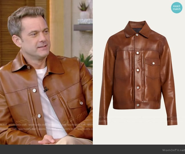 Berluti Leather Trucker Jacket worn by Joshua Jackson on Live with Kelly and Mark