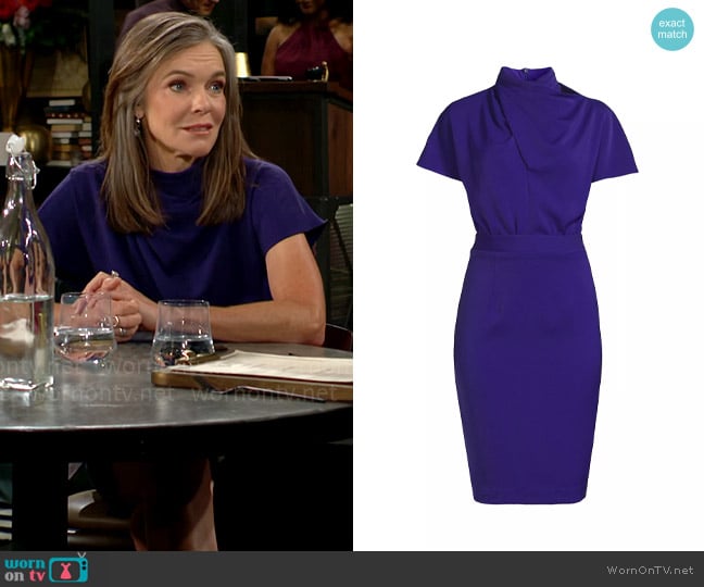 Black Halo Estella Dress in Dark Indigo worn by Diane Jenkins (Susan Walters) on The Young and the Restless