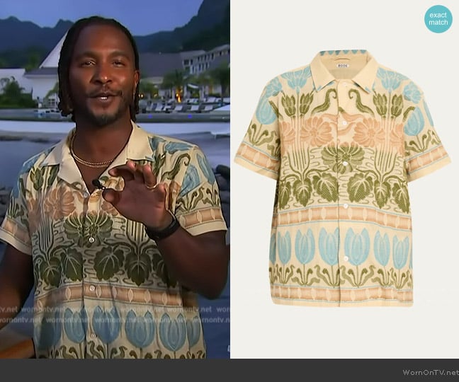 Bode Tulipa Floral Boxy Shirt worn by Scott Evans on Access Hollywood