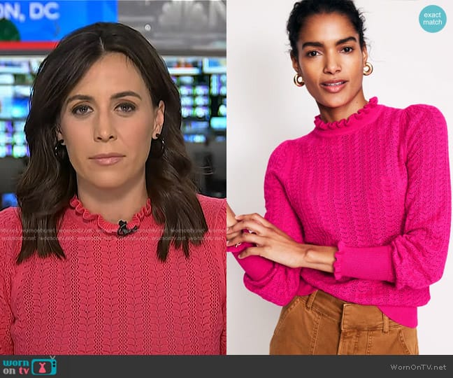 Boden Tia Pointelle Frilled Jumper worn by Hallie Jackson on Today