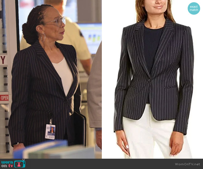 BOSS Jaxtina Pinstripe Blazer worn by Sharon Goodwin (S. Epatha Merkerson) on Chicago Med