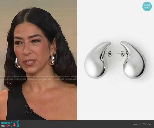 Bottega Veneta Large Drop Earrings in Argento worn by Rebecca Minkoff on Today