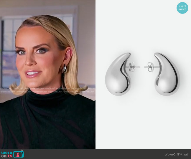 Bottega Veneta Small Sterling Silver Teardrop Earrings worn by Whitney Rose on The Real Housewives of Salt Lake City