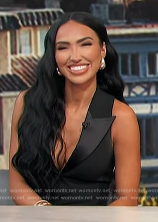 Bre's black sleeveless blazer dress on Access Hollywood