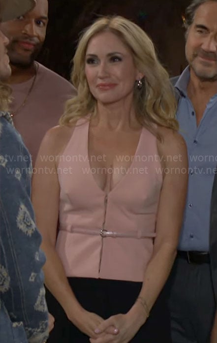 Bridget's pink belted vest top on The Bold and the Beautiful