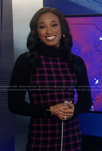 Brittany's black plaid knit turtleneck dress on Good Morning America