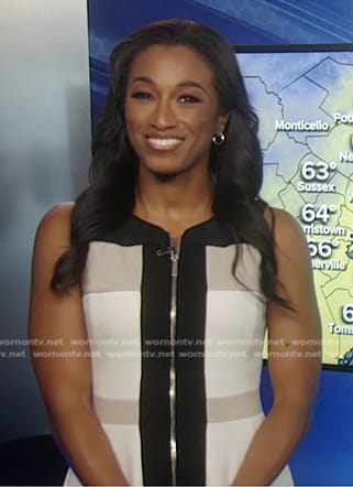 Brittany's white colorblock zip front dress on Good Morning America