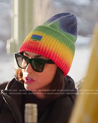 Bronwyn’s rainbow beanie and black sunglasses on The Real Housewives of Salt Lake City