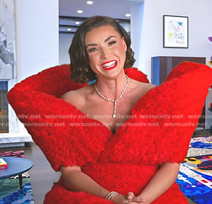 Bronwyn's red tulle confessional top on The Real Housewives of Salt Lake City