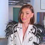 Bronwyn’s white embellished confessional jacket on The Real Housewives of Salt Lake City