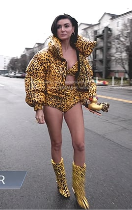 Bronwyn's yellow leopard puffer jacket and boots on The Real Housewives of Salt Lake City