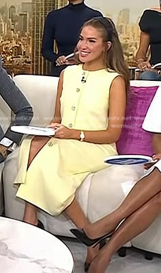 Brynn Whitfield's yellow embellished button top and skirt on Today