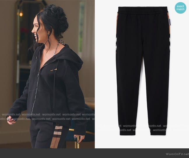 Burberry Check Trim Cotton Jogging Pants worn by Bre Tiesi on Selling Sunset