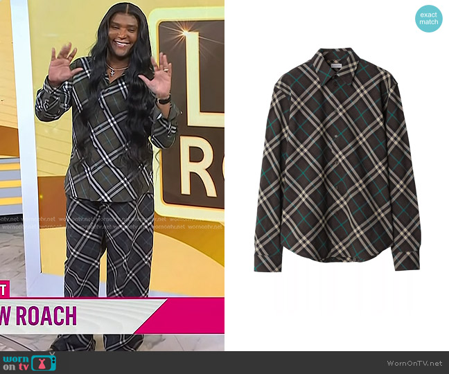 Burberry Check Wool-Blend Shirt in Snug Check worn by Law Roach on Today