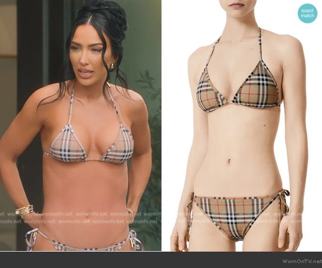 Burberry Cobb Vintage Check Two-Piece Swimsuit worn by Bre Tiesi on Selling Sunset