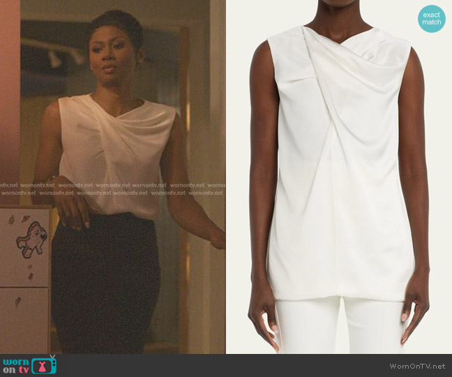 Burberry Greta Twist-Front Blouse worn by Jax Stewart (Emayatzy Corinealdi) on Reasonable Doubt