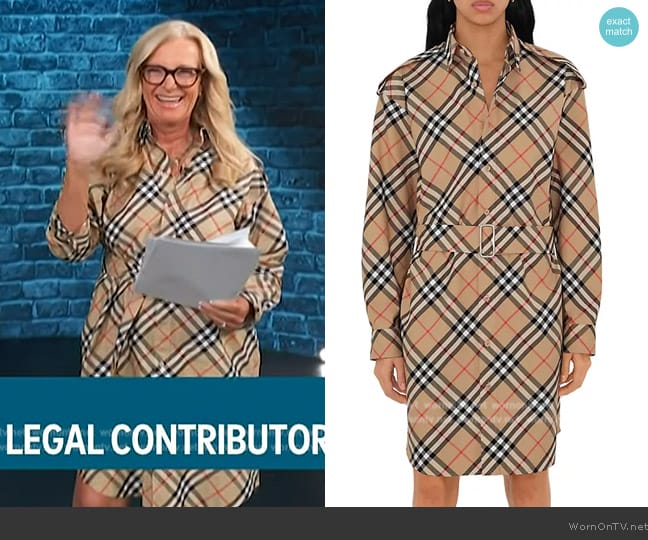  Heritage Checked Cotton Belted Midi-Shirtdress Burberry worn by Alison Triessl on Access Hollywood