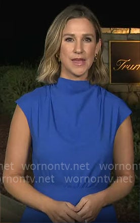 Caitlin Huey-Burns blue cap-sleeve dress on CBS Mornings