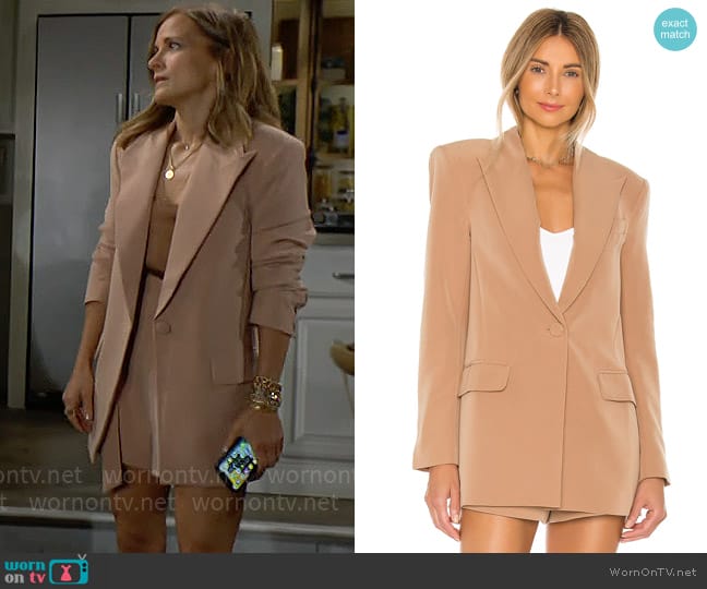 Camila Coelho Morena Blazer in Nude Toffee worn by Taylor Hayes (Rebecca Budig) on The Bold and the Beautiful