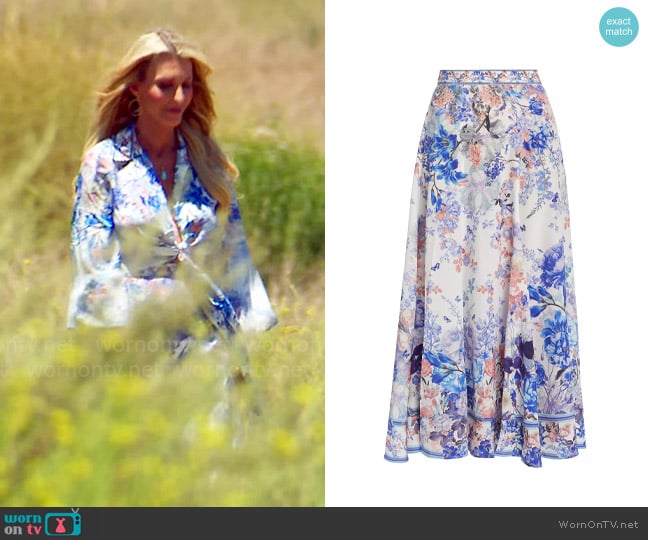 Camilla True Bloom Floral Silk Maxi Skirt worn by Joan Vassos on The Golden Bachelorette