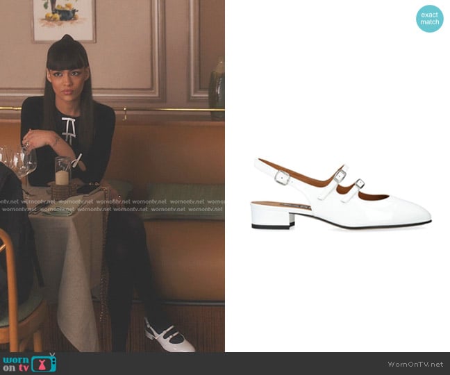 Carel Leather Mary-Jane Slingbacks 20 worn by Genevieve (Thalia Besson) on Emily in Paris