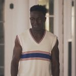 Carlton’s white stripe v-neck tank and shorts on Bel-Air