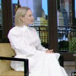 Carrie Coon’s white blouse and skirt on Live with Kelly and Mark