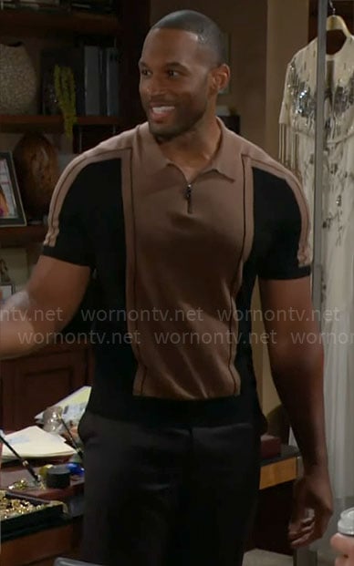 Carter's brown and black polo shirt on The Bold and the Beautiful