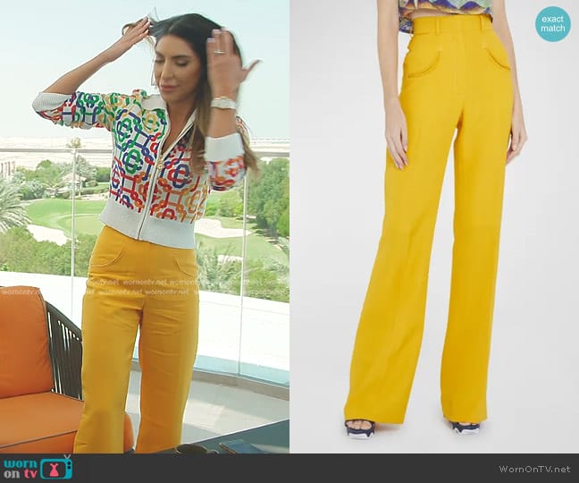 Casablanca Western Pocket Flare Trousers worn by Taleen Marie (Taleen Marie) on The Real Housewives of Dubai