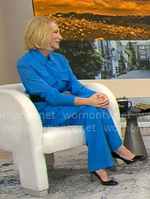 Cate Blanchett’s blue shirt and pants set on CBS Mornings