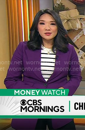 Nancy Chen's purple blazer on CBS Mornings