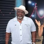 Cedric the Entertainer’s blue knit shirt on Access Hollywood