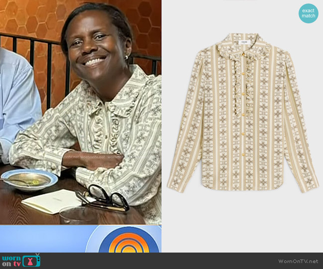 Celine Frill Blouse in Crepe de Chine worn by Deborah Roberts's on Today