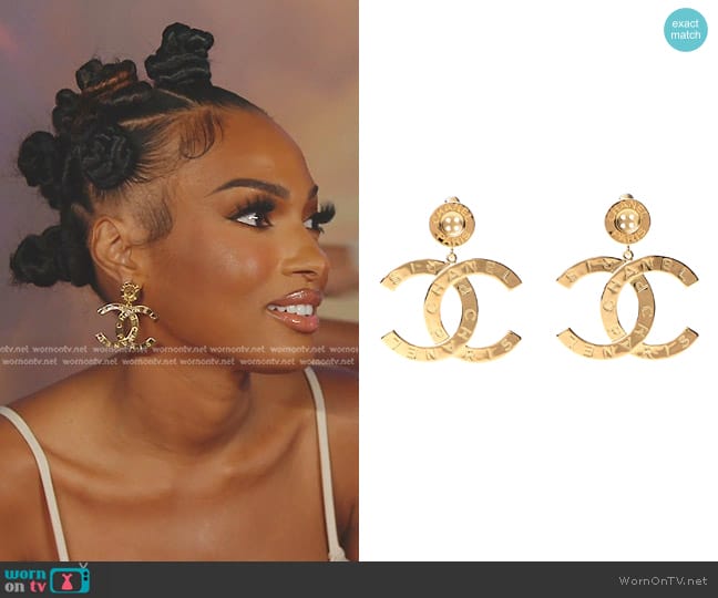 Chanel CC Paris Button Earrings worn by Lesa Milan (Lesa Milan) on The Real Housewives of Dubai