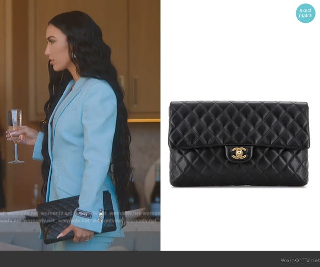 Chanel Classic Flap Clutch Quilted Lambskin worn by Bre Tiesi on Selling Sunset