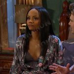 Chanel’s grey floral chemise and robe on Days of our Lives