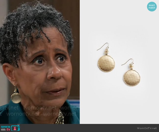 Chicos Tayla Drop Earrings worn by Stella Henry (Vernee Watson) on General Hospital