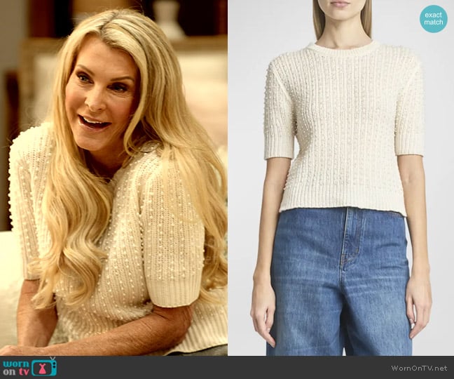 Chloe Cashmere Knit Sweater with Pearly Details worn by Joan Vassos on The Golden Bachelorette