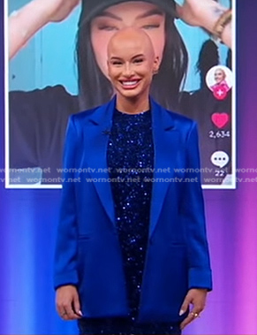 Chloe Bean's blue sequin mini dress and blazer on Good Morning America