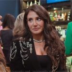 Chloe’s black chain and crystal embellished blazer on Owning Manhattan