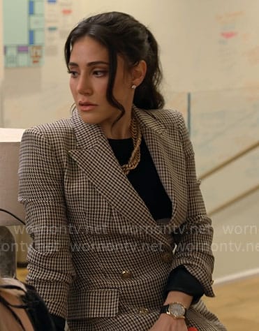 Chloe's houndstooth blazer on Owning Manhattan