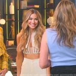 Chrishell’s embellished bralette and knit front slit skirt on Selling Sunset