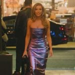 Chrishell’s purple metallic maxi dress on Selling Sunset