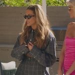 Chrishell’s gray check cropped jacket and shorts on Selling Sunset